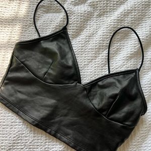 Black Leather Tank Top